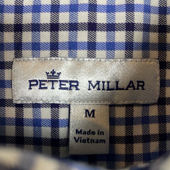 EUC PETER MILLAR Men’s Blue/Blk Plaid Long-Sleeve Button-Down Size M - Picture 6 of 8